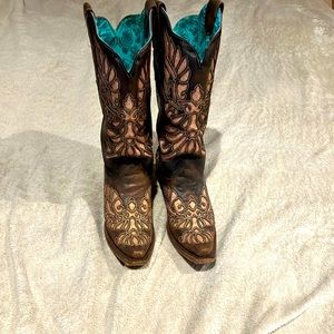 Sparkly western dress boots with heel